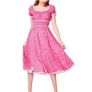 Betsey Johnson Pink Ditsy floral print midi dress